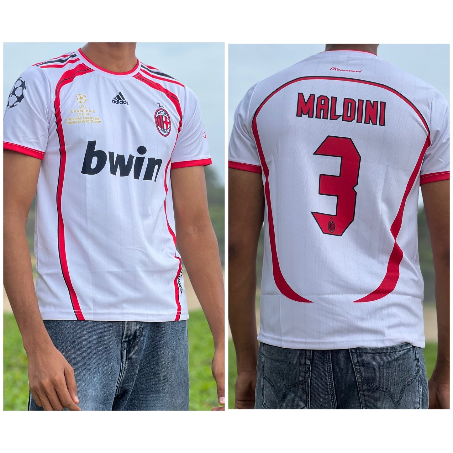 Acmilan 2007 ucl final edition MALDINI halfsleeve round neck- P297