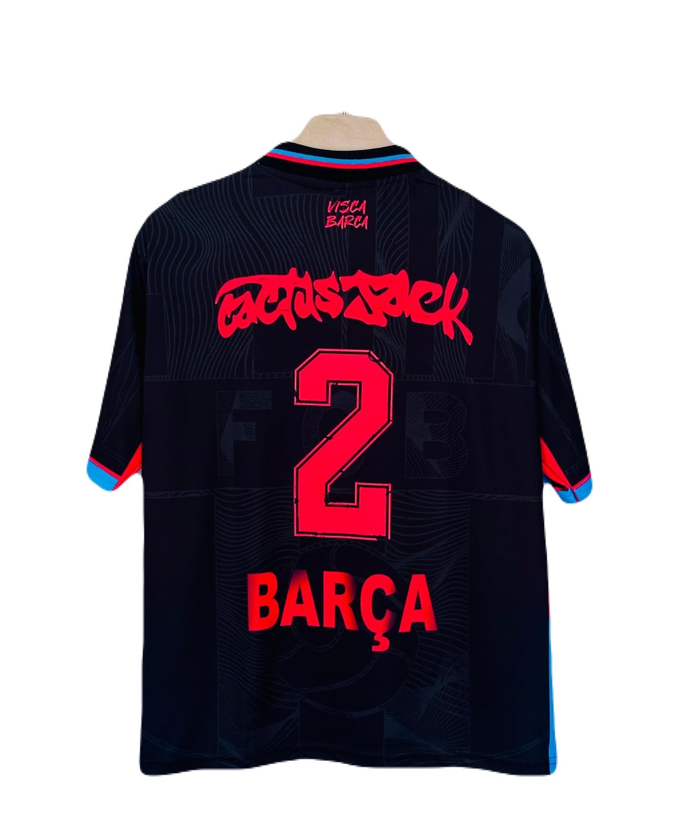 Barcelona x Travis Scott Cactus Jack Black Away Edition Jersey Five sleeve sublimation