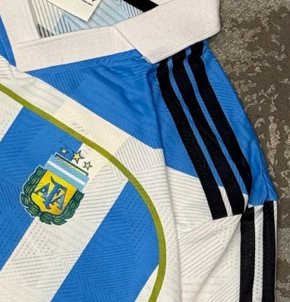 Argentina 2006 Home Messi Premium Quality Collar Five Sleeve Sublimation -