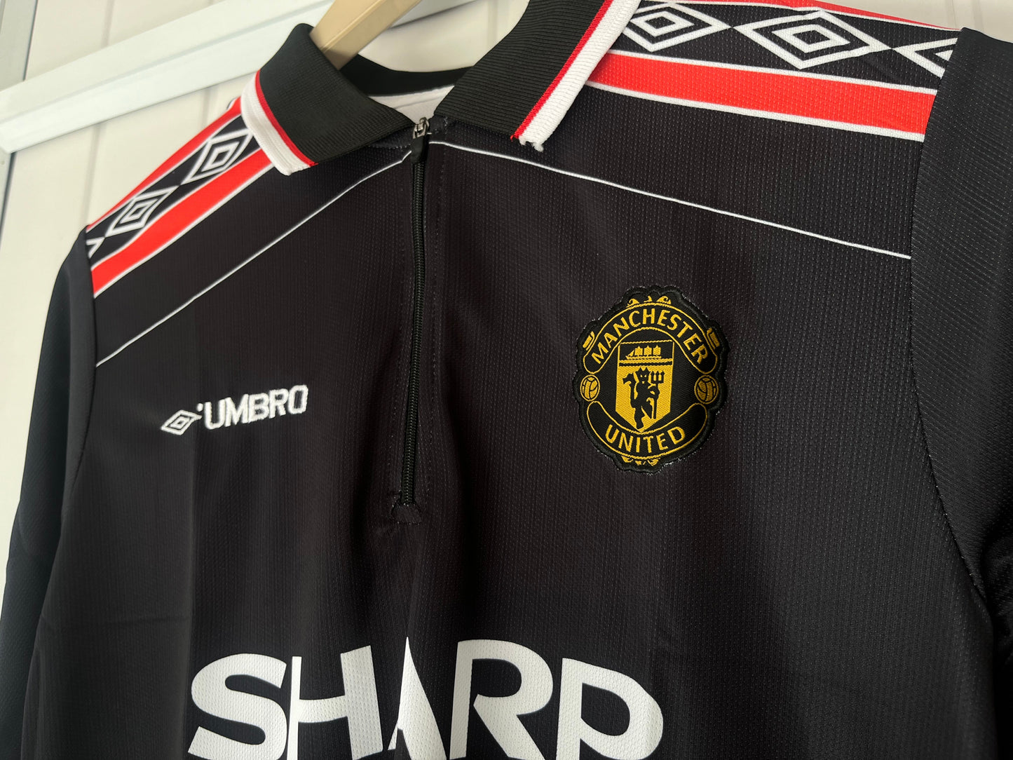 Manchester united 1998 Away Jersey zip type full sleeve embroidery beckham - P1473