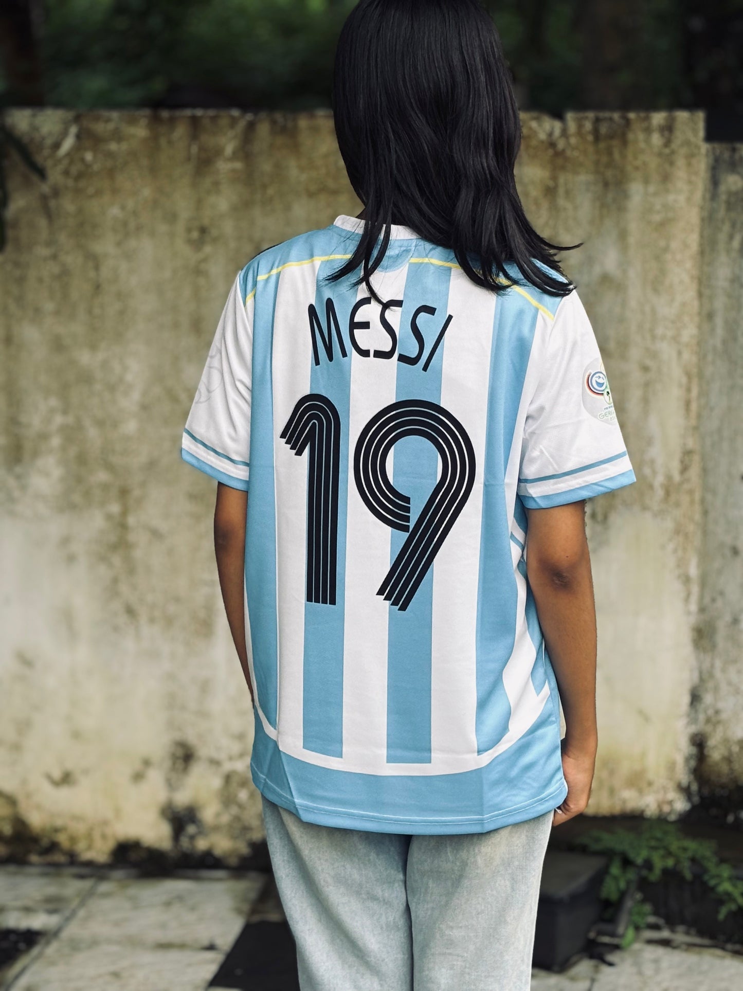 Argentina 2006 home five sleeve jersey messi - P778