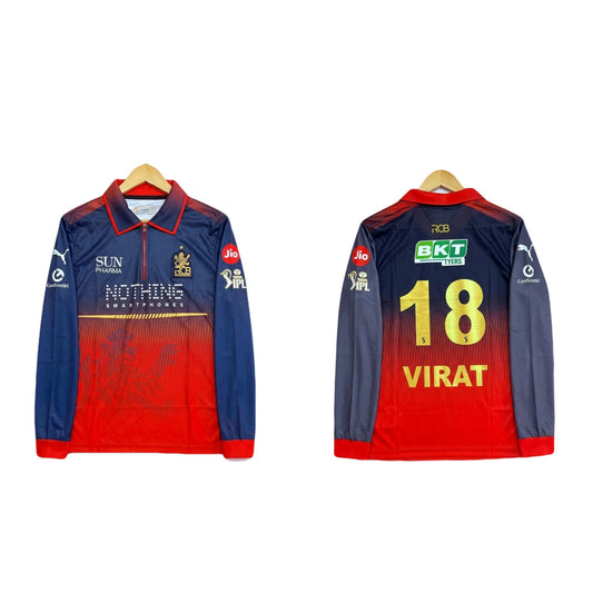 IPL RCB Virat Kohli full sleeve zip Collar embroidery - P1591