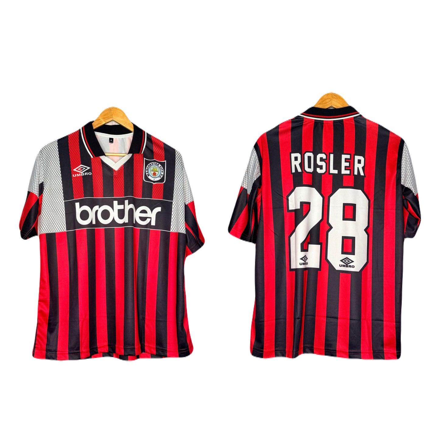 Manchester City 1994-96 Away Kit Rosler Five Sleeve - bmg store