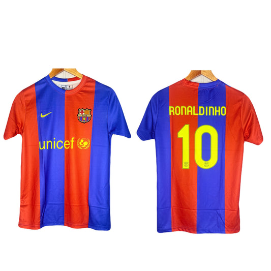 Barcelona 2006-07 Home Kit Ronaldinho Half Sleeve P1237
