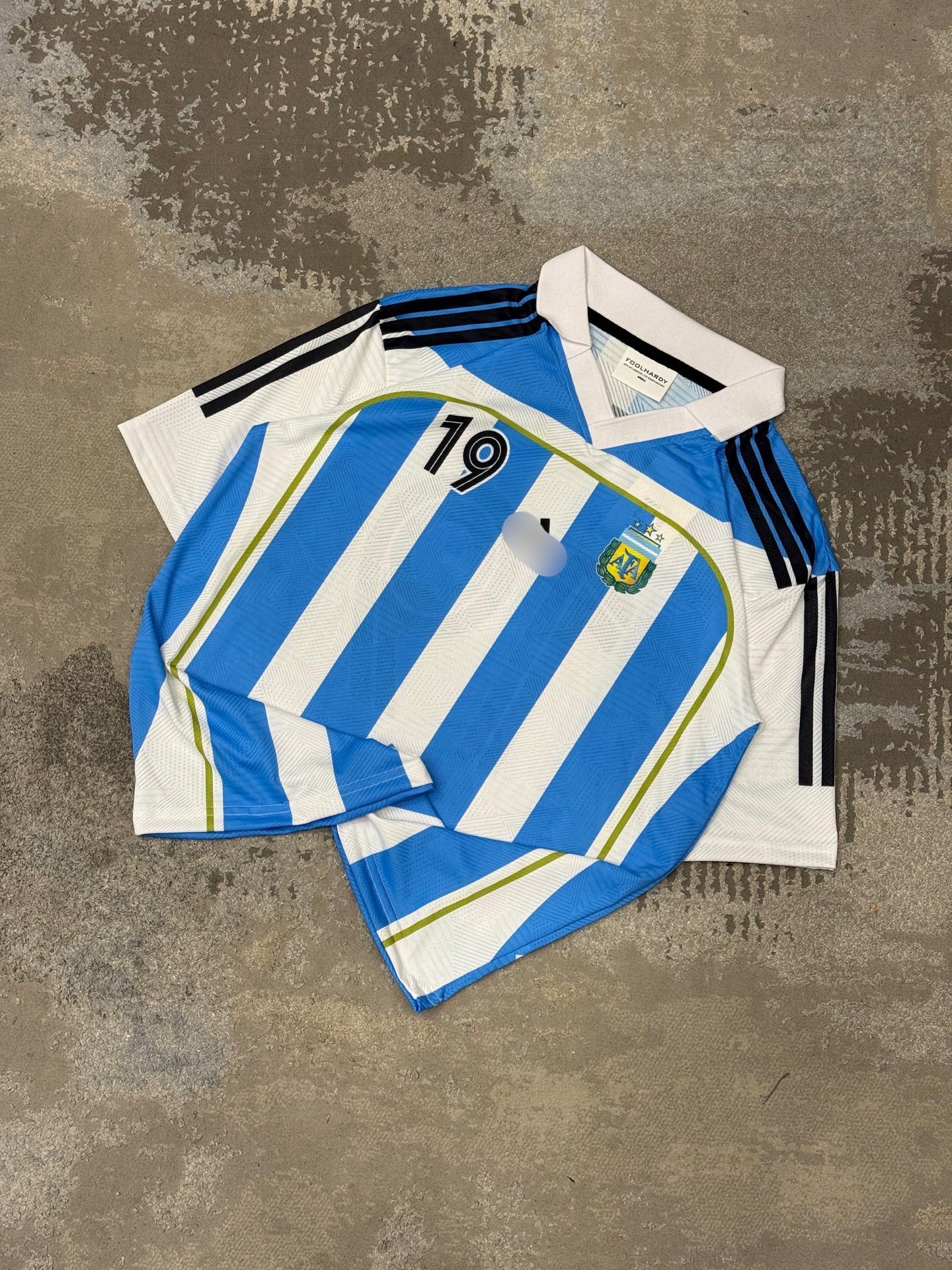 Argentina 2006 Home Messi  Premium Quality Collar Five Sleeve Sublimation  -