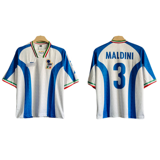 Italy 1996/97 Away Maldini Five Sleeve Collar Embroidery - P1448