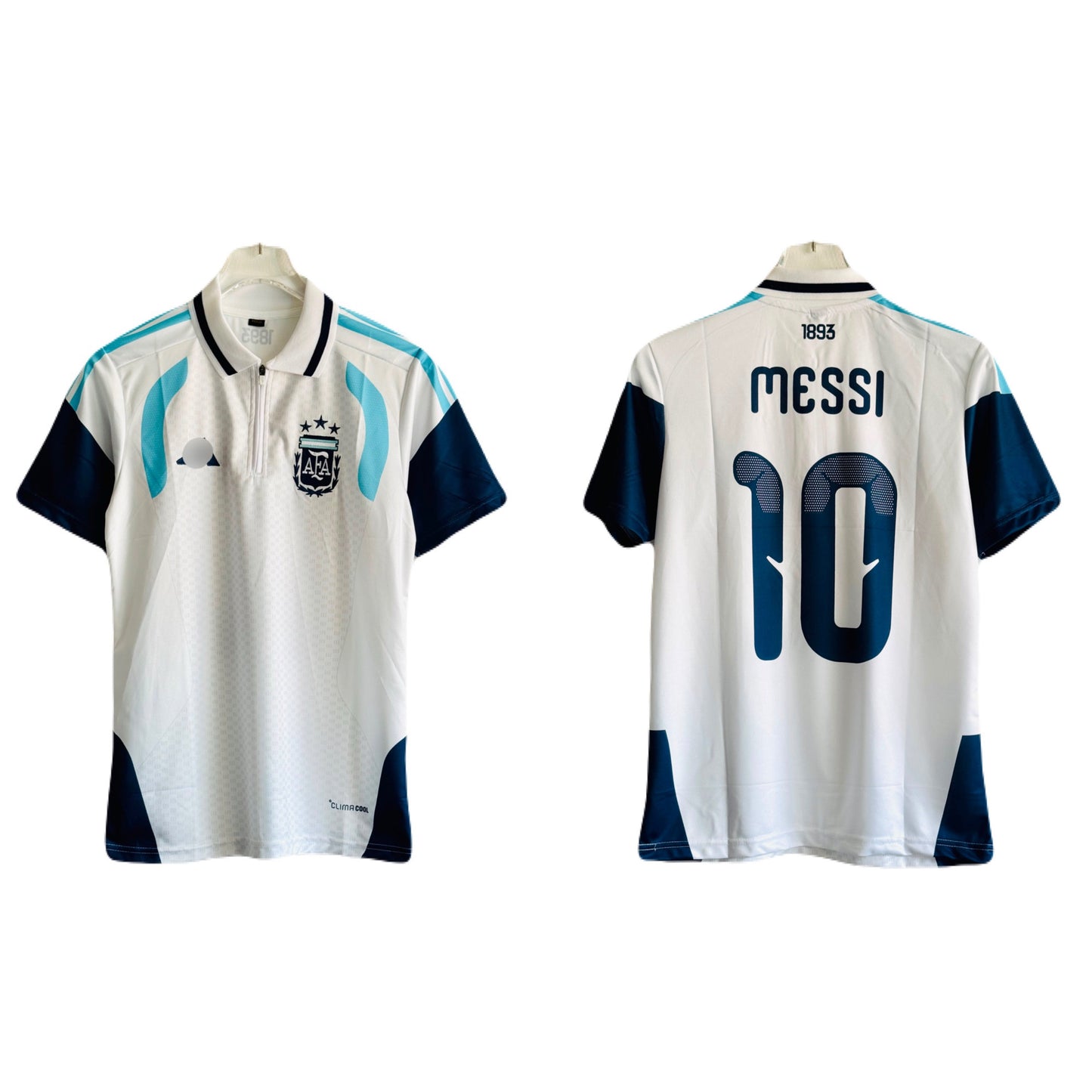 Messi argentina half sleeve collar embroidery jersey -