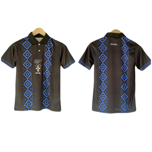 Brazil special no name edition collar  half sleeve jersey -