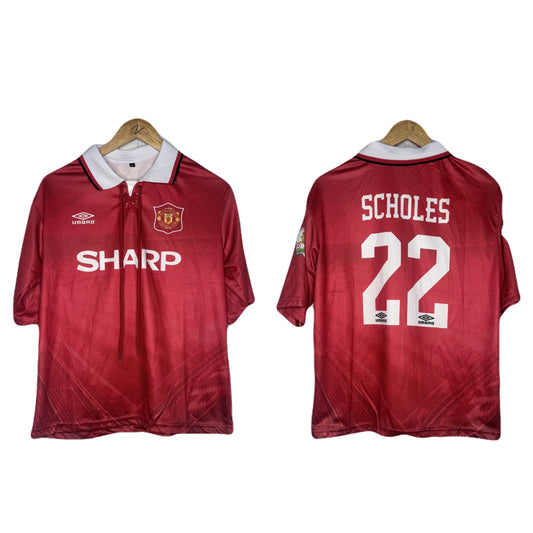 Manchester United 1995-96 Home Kit Scholes Five Sleeve - P885 bmg store