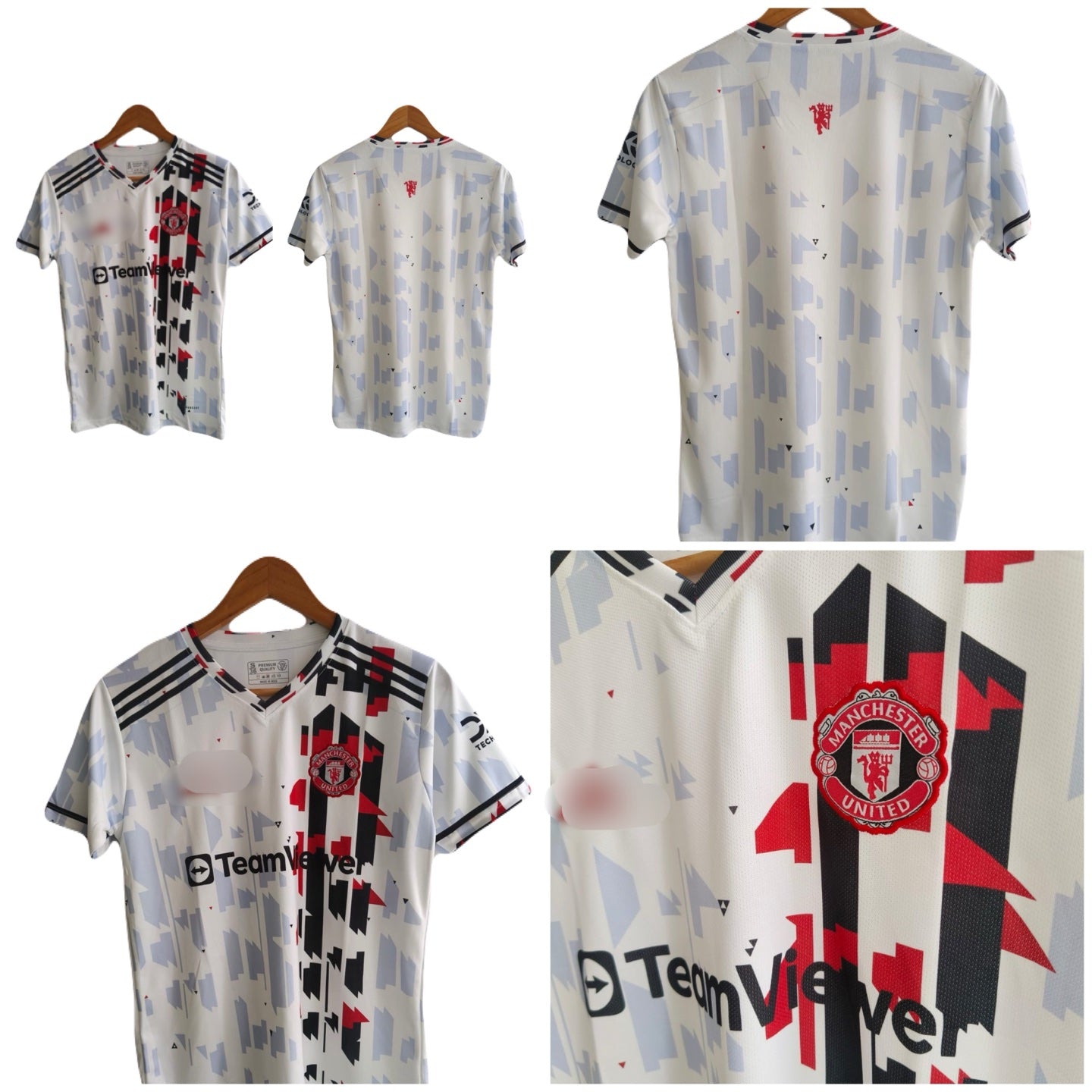 United special kit white and red embroidery half sleeve P181