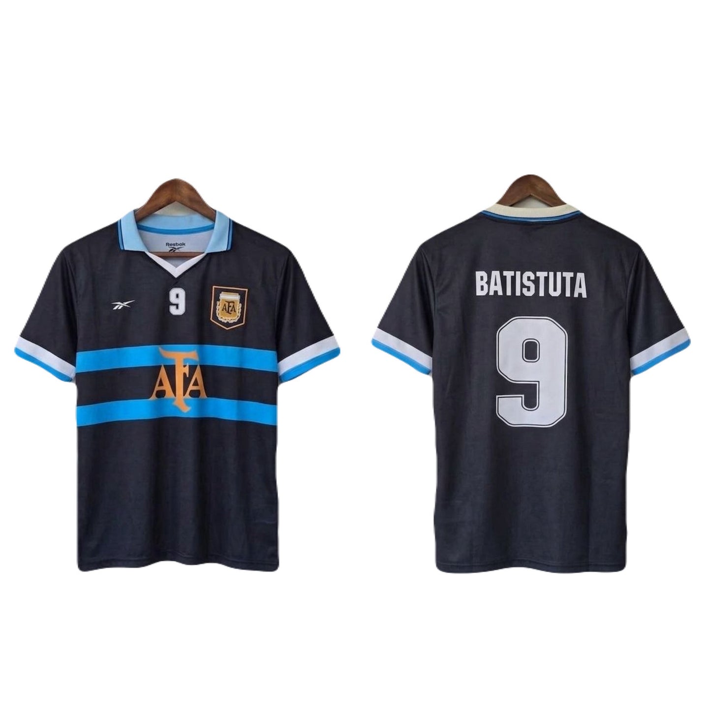 Argentina Away 2000-2001 batistuta  Retro kit Half Sleeve Collar Embroidery - P1513