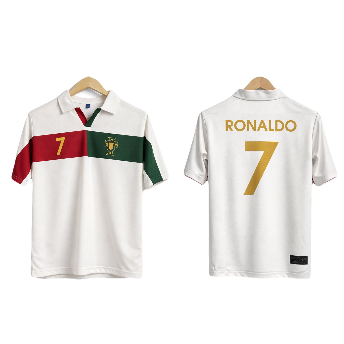 Portugal Ronaldo vintage 7  away  Five sleeve Collar sublimation