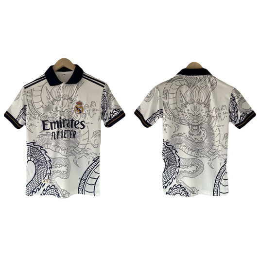 Real Madrid Dragon Edition No name collar  half sleeve jersey -
