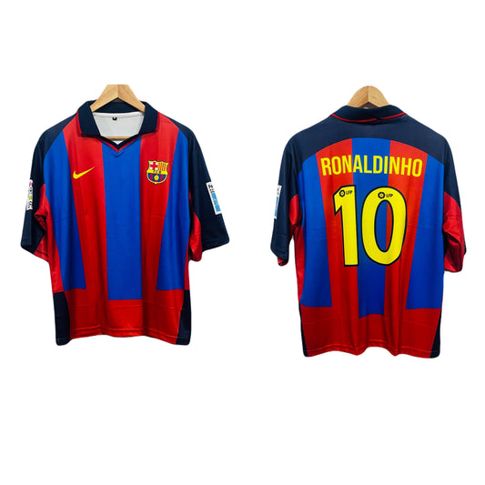 Barcelona 2003/4 home Ronaldinho Five sleeve coller type - P58 - bmg store
