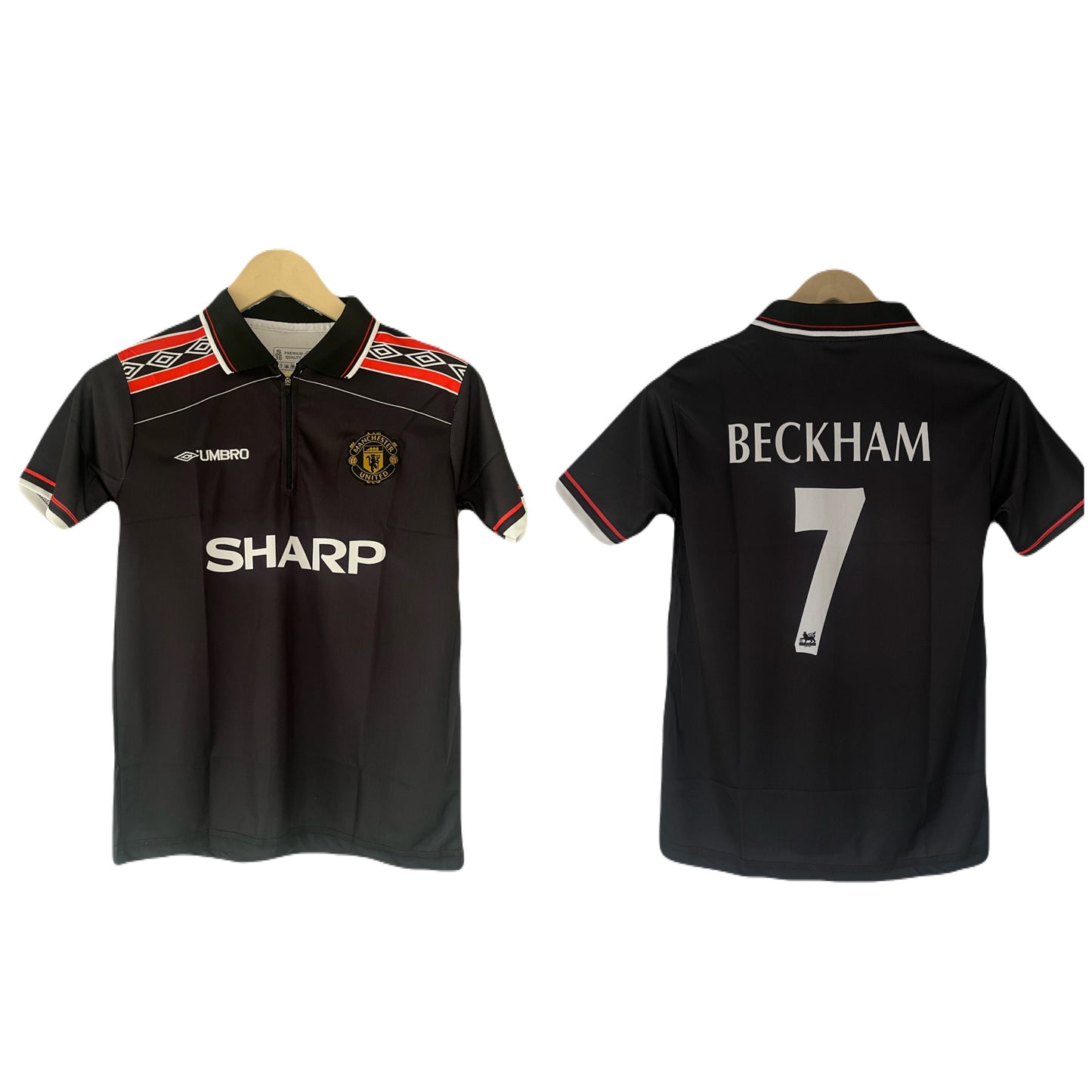 Manchester United 1998-99 Away Kit Beckham Half Sleeve zip embroidery - P1511 Ms Retro Store