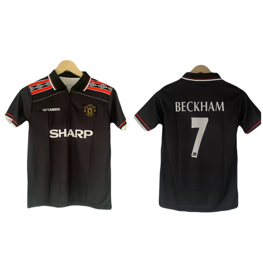 Manchester United 1998-99 Away Kit Beckham Half Sleeve zip embroidery - P1511 Ms Retro Store