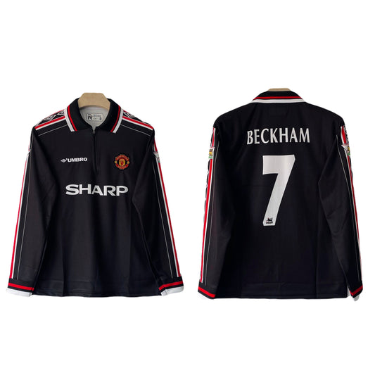 Manchester united 1998/99 Away Jersey zip type full sleeve embroidery beckham - P1182