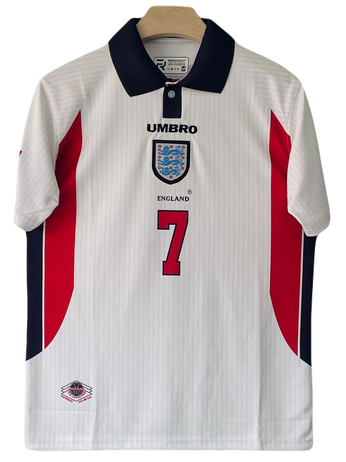 England 1988 World Cup Home Kit Polo Beckham Half sleeve -P1146 Ms Retro Store