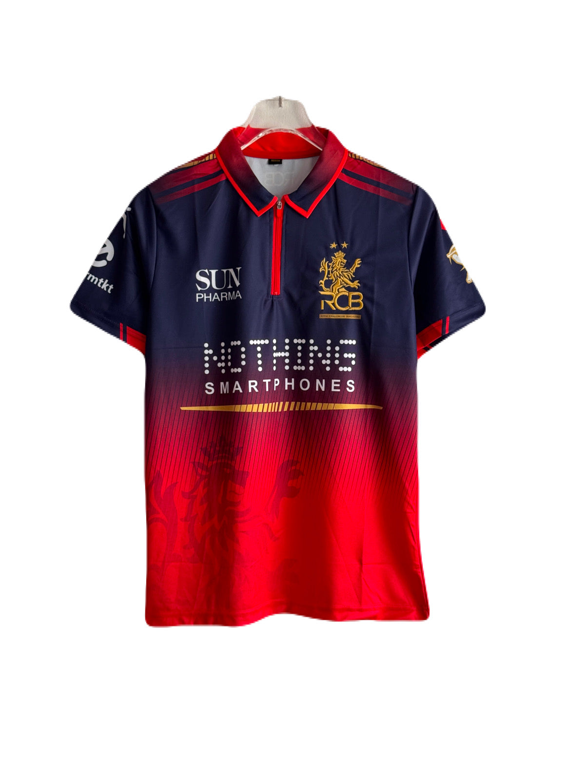 Virat kohli RCB 2star home kit half collar zip embroidery - P2330