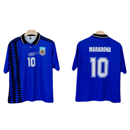 Argentina 1994 Away Maradona Five Sleeve Collar Sublimation - P1568