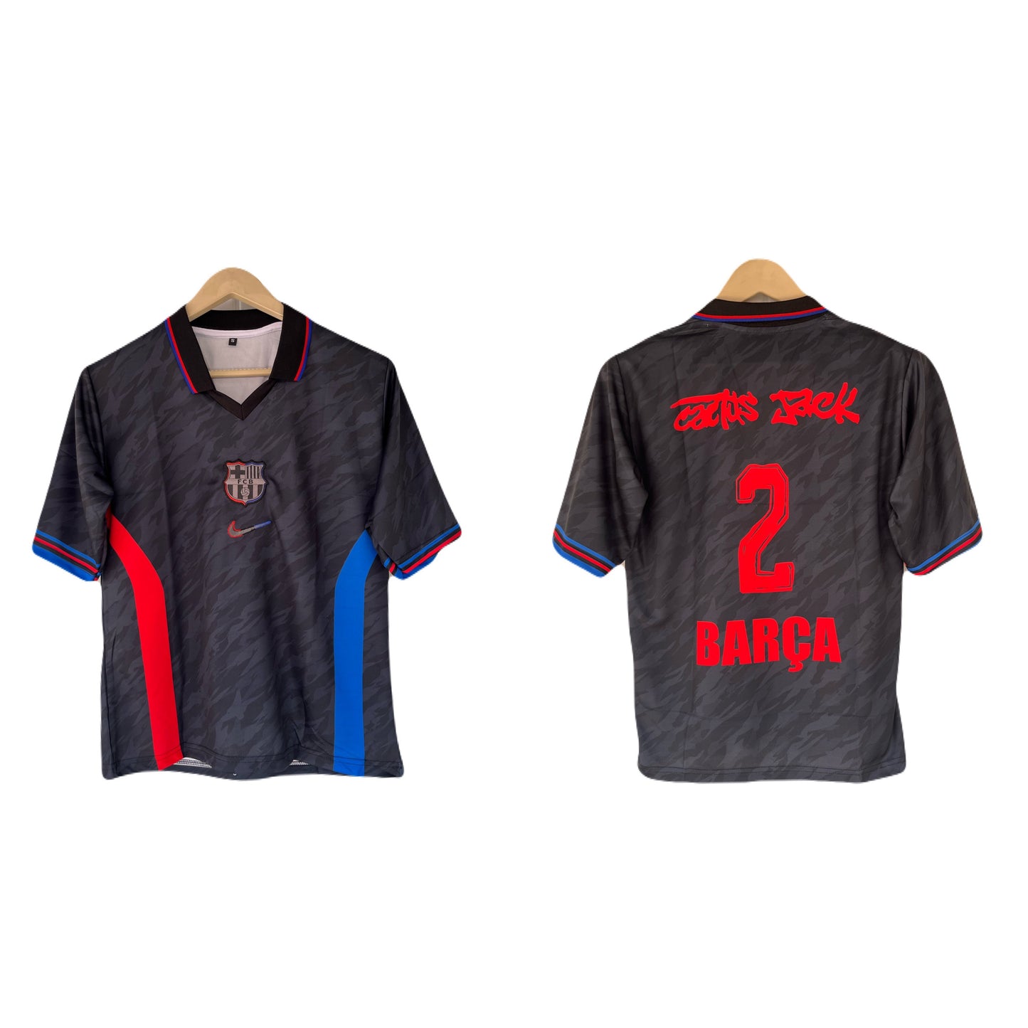 Barcelona x Travis Scott Away Jersey Five Sleeve Collar Embroidery  - P1478 Ms Retro Store
