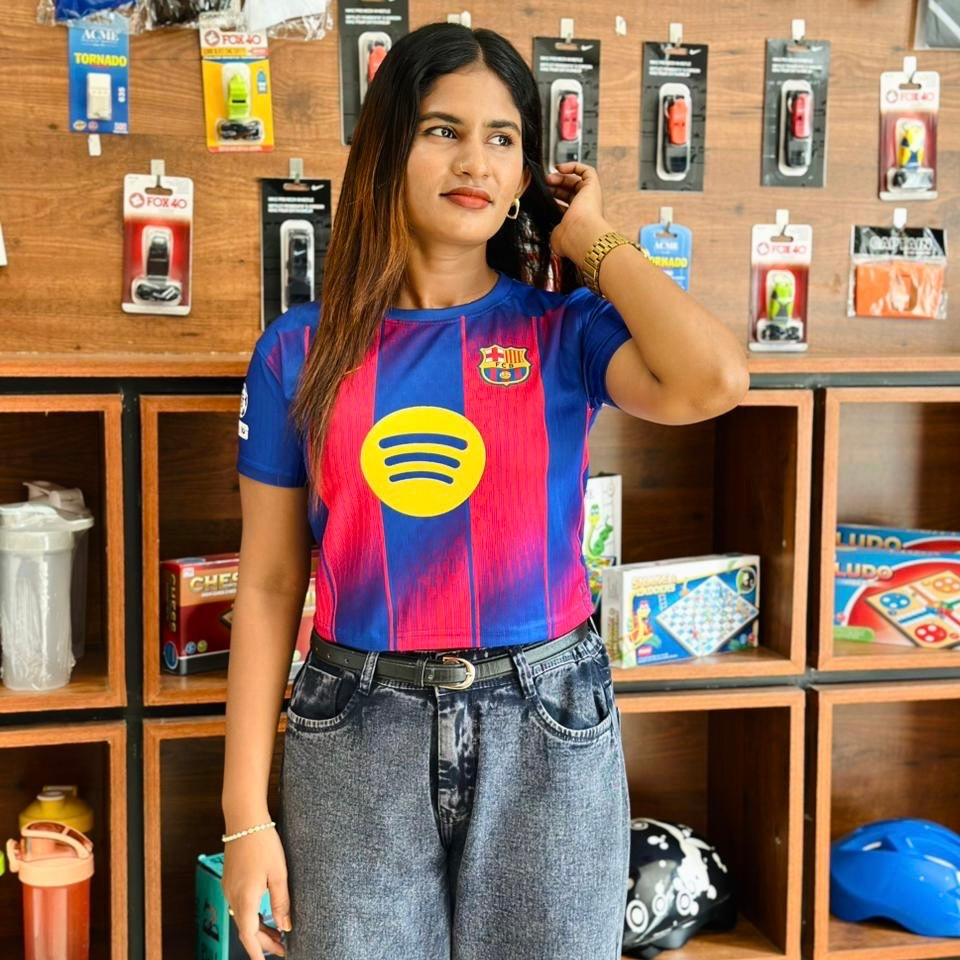 Crop top round neck jersey Fc Barcelona Yamal Home  - bmg store