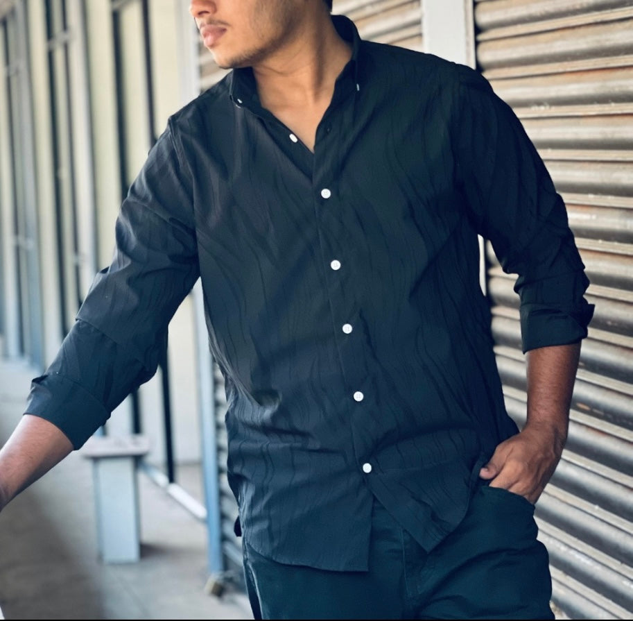 Full sleeve black shirt imported fabric - - Livio
