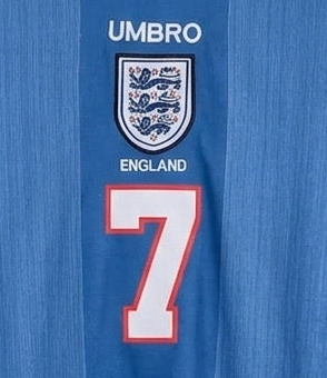 England 1996/97 Away Beckham collar Embroidery jersey- P1554 Ms retro store