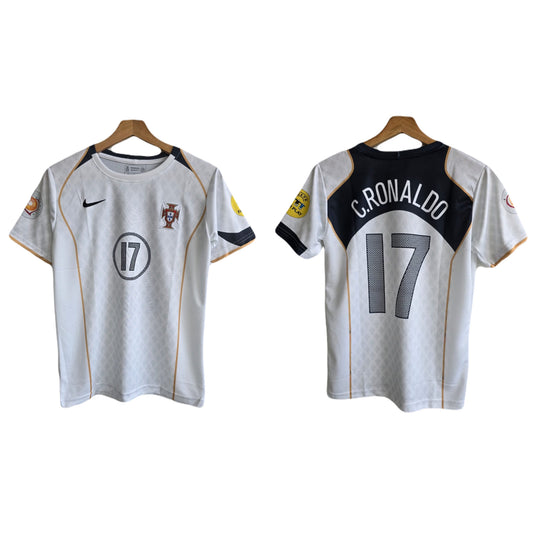 Portugal 2006 Away Ronaldo Half Sleeve Embroidery Jersey p1715