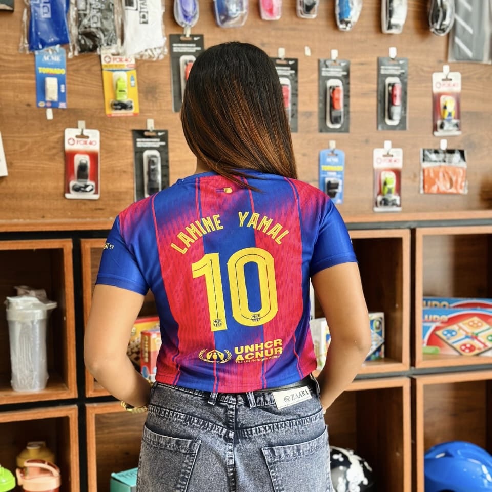 Crop top round neck jersey Fc Barcelona Yamal Home  - bmg store