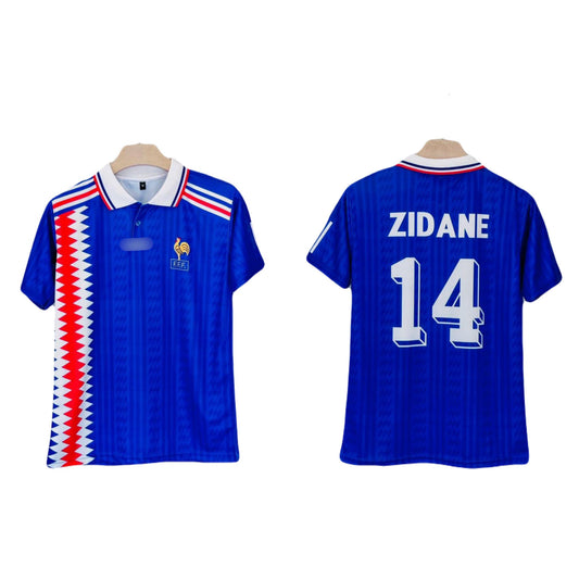 France 1994/96 Zidane Half sleeve Collar Sublimation - P1553