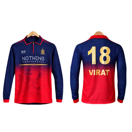 RCB ROYAL CHALLENGES BENGALURU IPL 2026 virat kohli  Collar Full Sleeve Embroidery - P1495