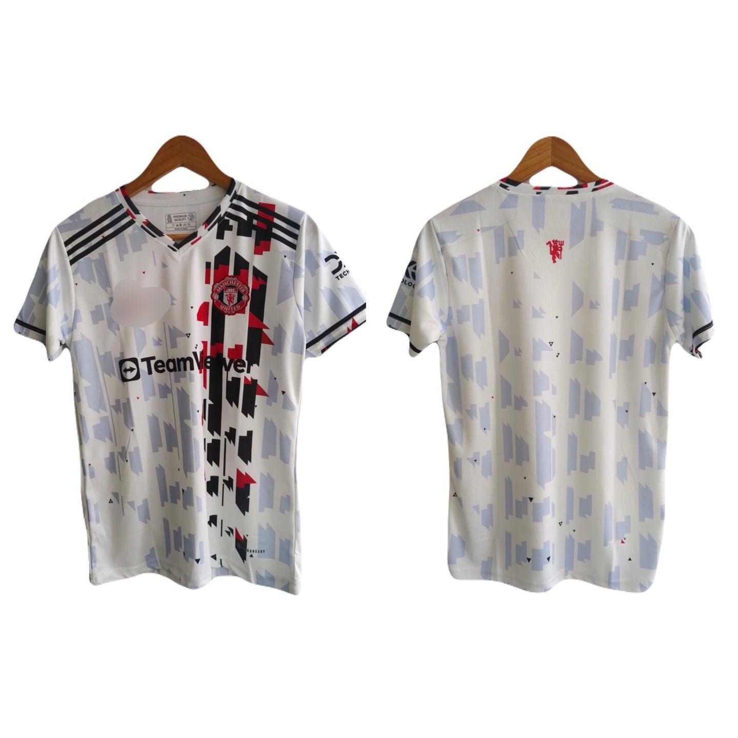 United special kit white and red embroidery half sleeve P181