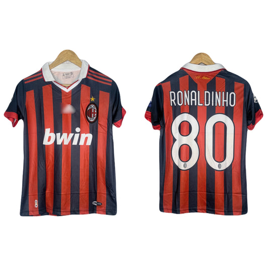 Ac Milan 2008 Home Kit Ronaldinho Half Sleeve - P450 bmg store