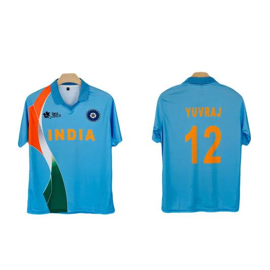 India 2007 Yuvraj  home jersey Half Sleeve Sublimation -