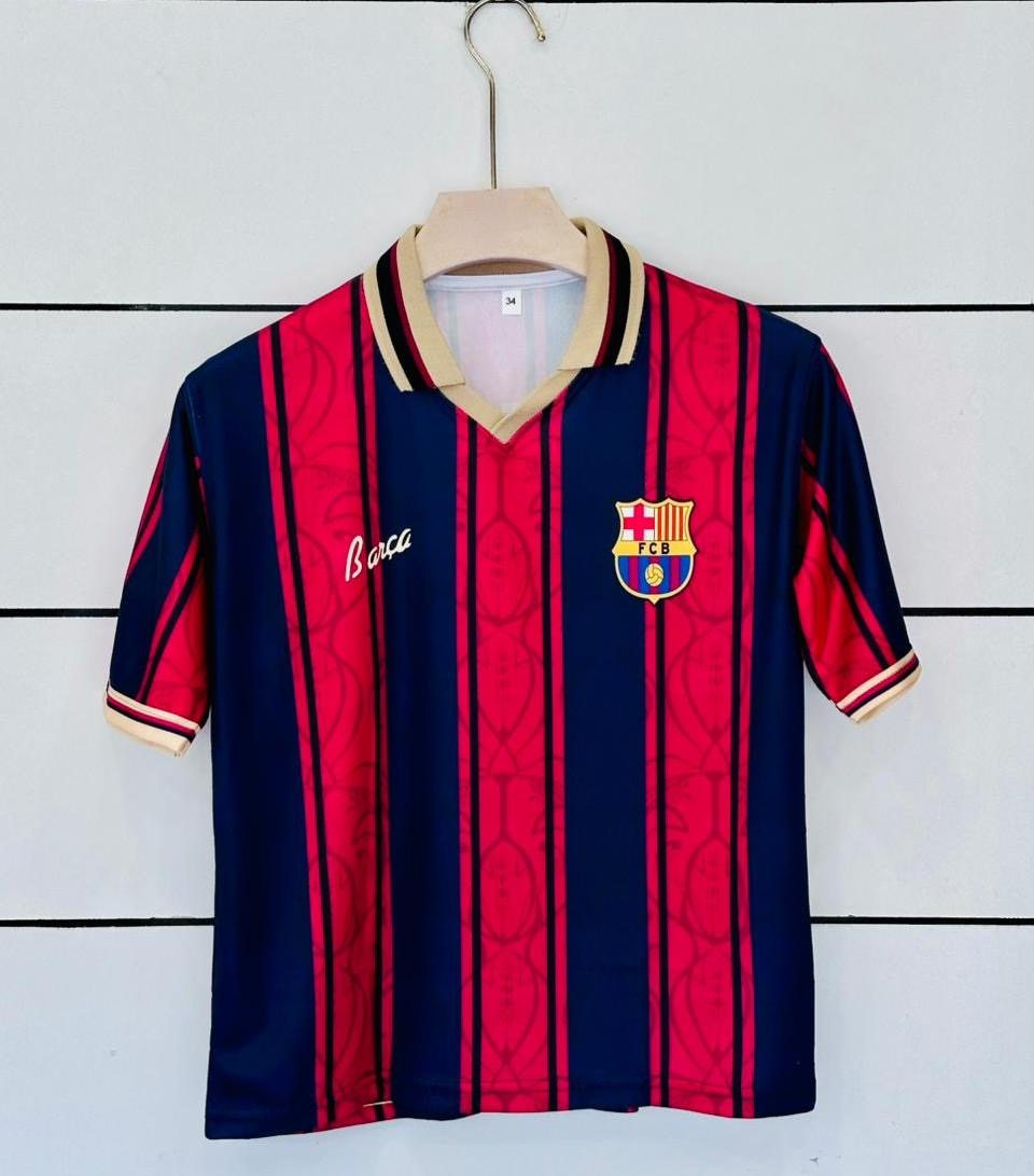 Barcelona 125th edition Messi Kids five sleeve collar sublimation jersey