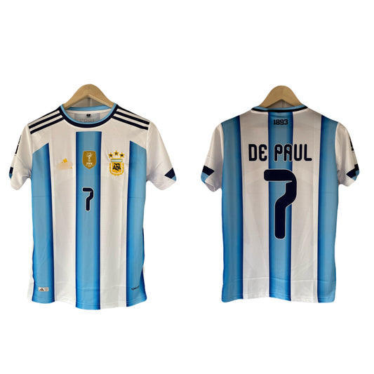 De Paul Argentina 2026 World Cup Home Half sleeve embroidery jersey -