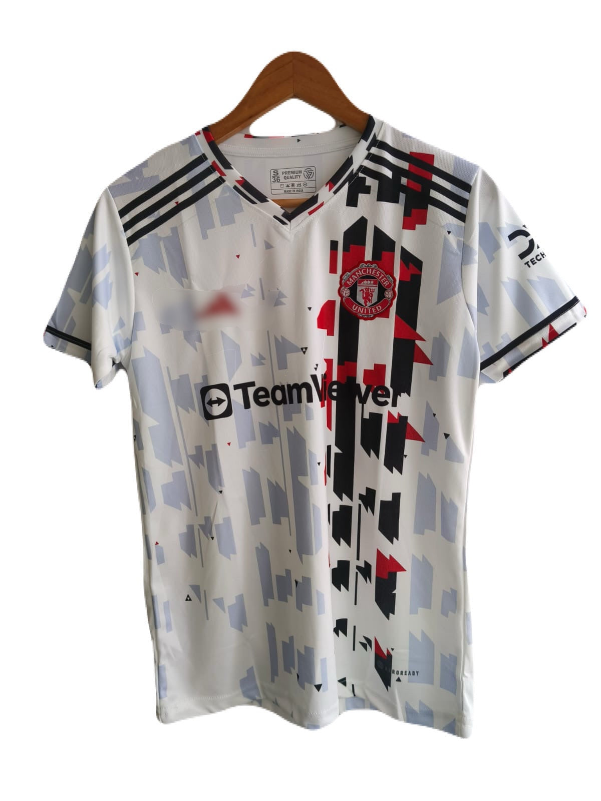 United special kit white and red embroidery half sleeve P181