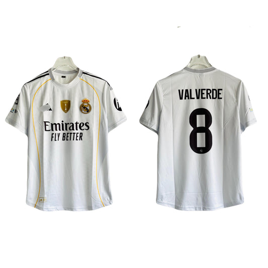 valverde Real Madrid 2025-26 Home half sleeve jersey -