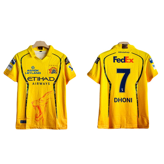 Chennai super kings 2026 IPL Dhoni Half Sleeve Collar Premium Embroidery jersey - P1460