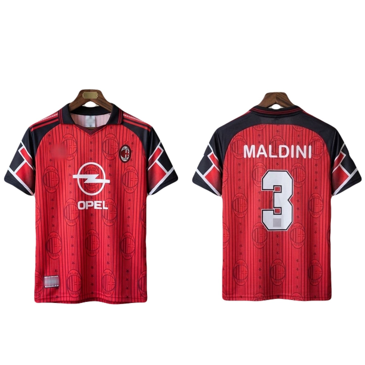 Ac milan Maldini 1997-1998 home Retro kit Half Sleeve Embroidery - P1507