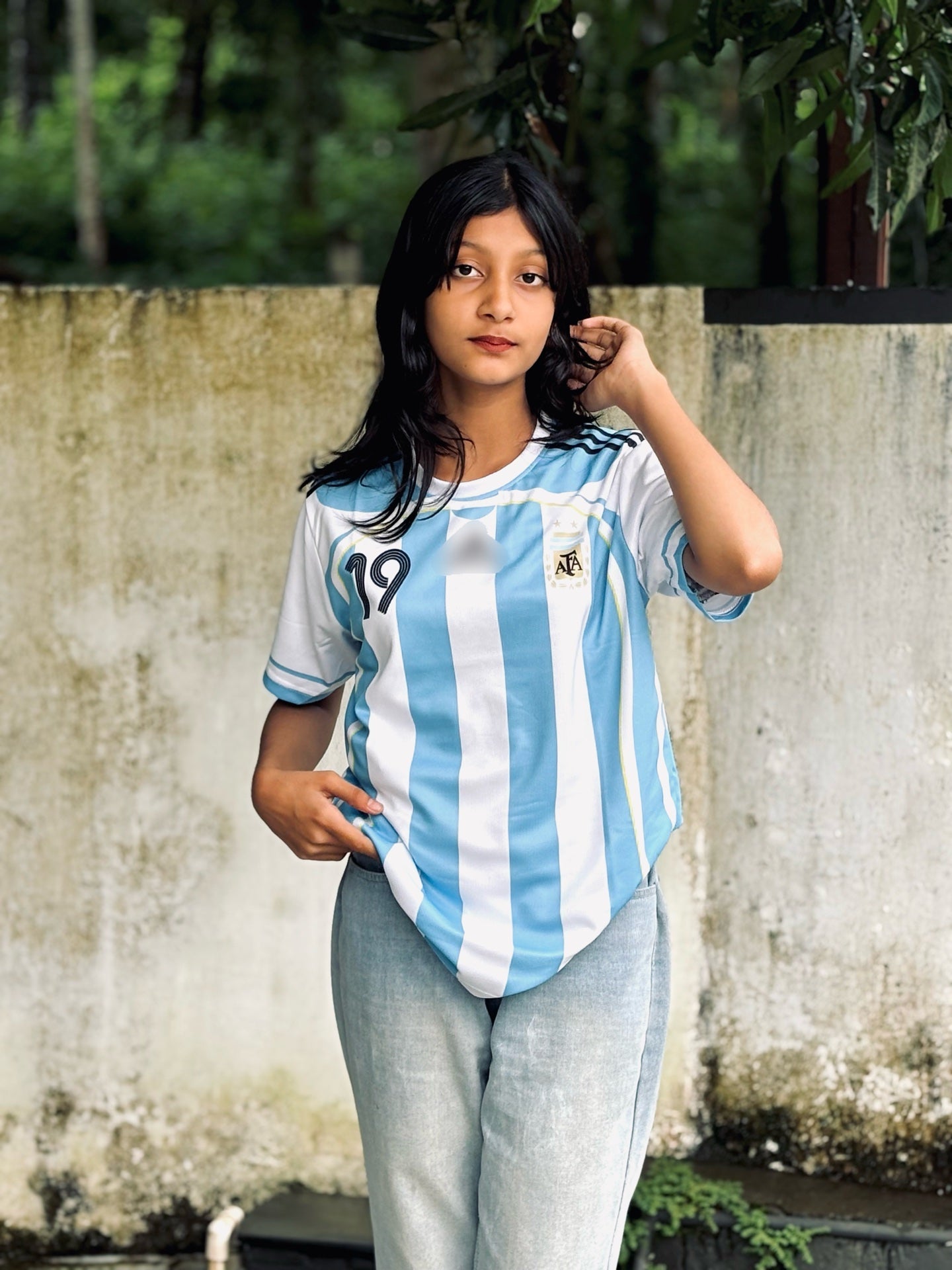Argentina 2006 home five sleeve jersey messi - P778