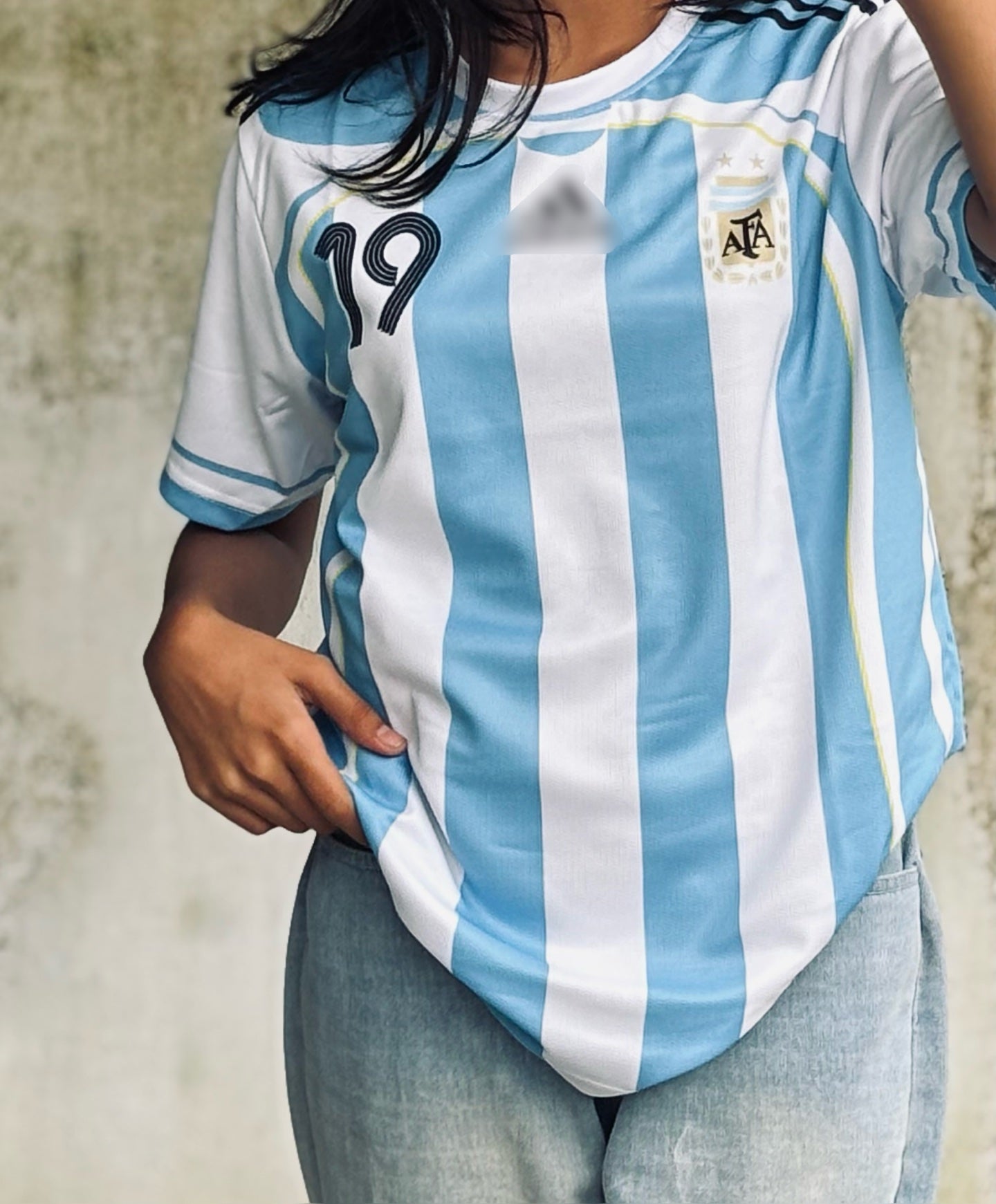 Argentina 2006 home five sleeve jersey messi - P778