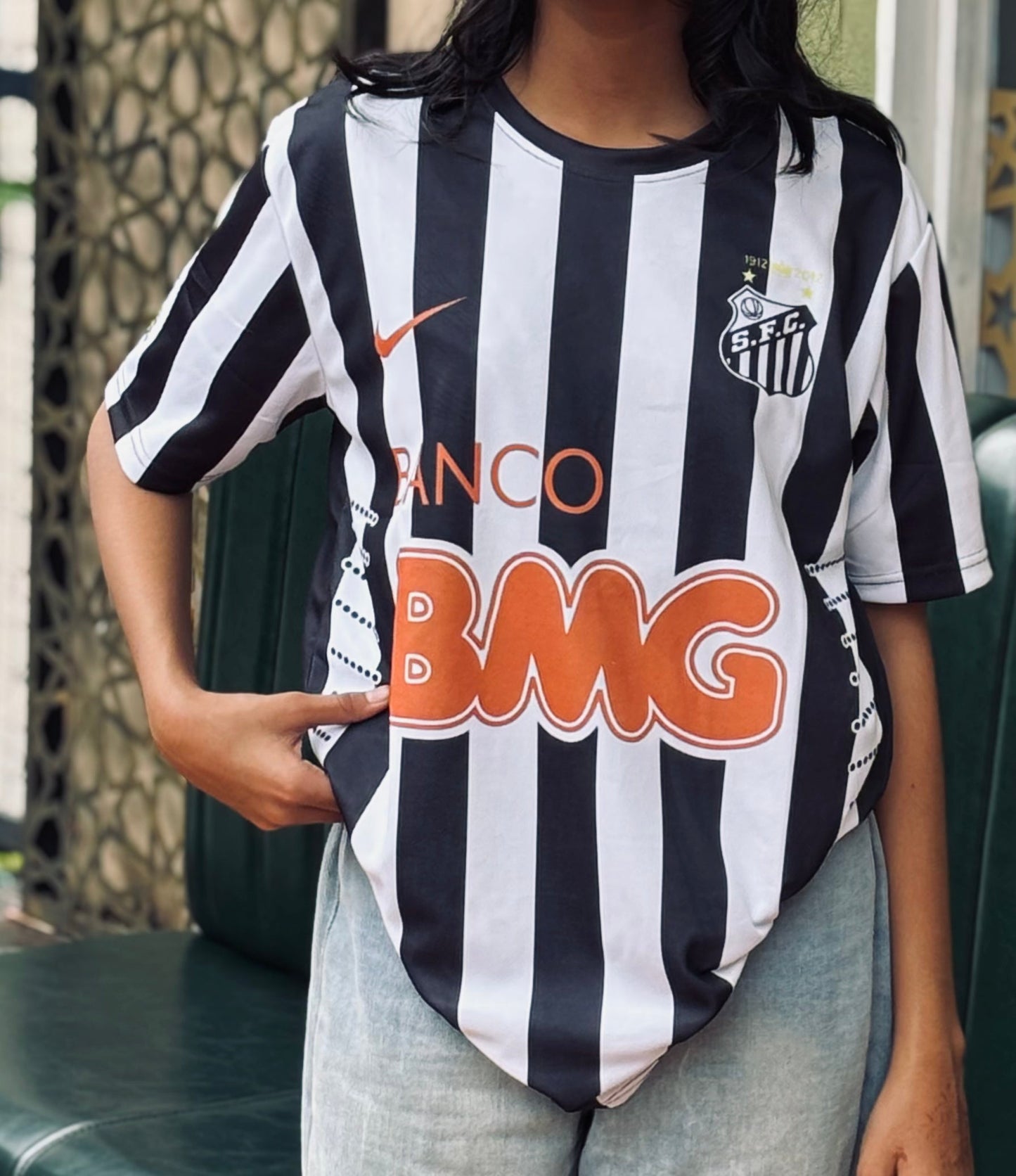 neymar Santos  black and white 2012 half sleeeve -