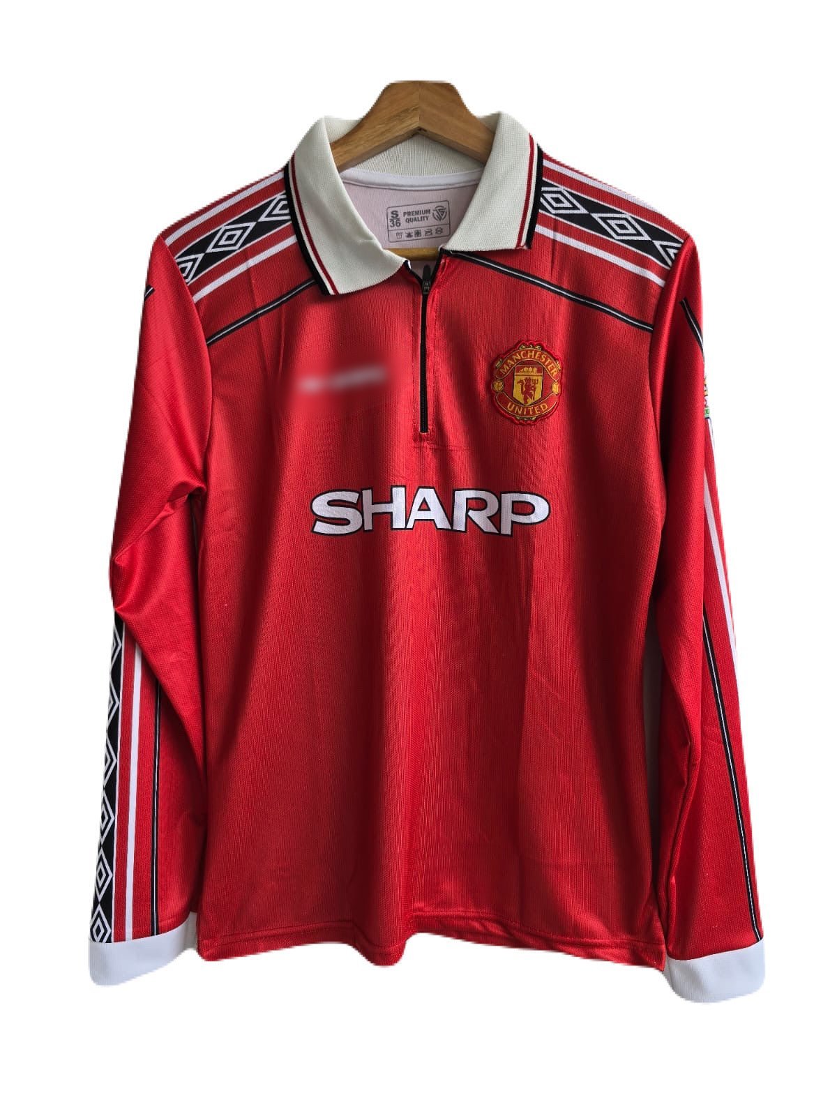 Manchester united 1998/99 Home jersey zip type full sleeve embroidery beckham P130 - bmg store
