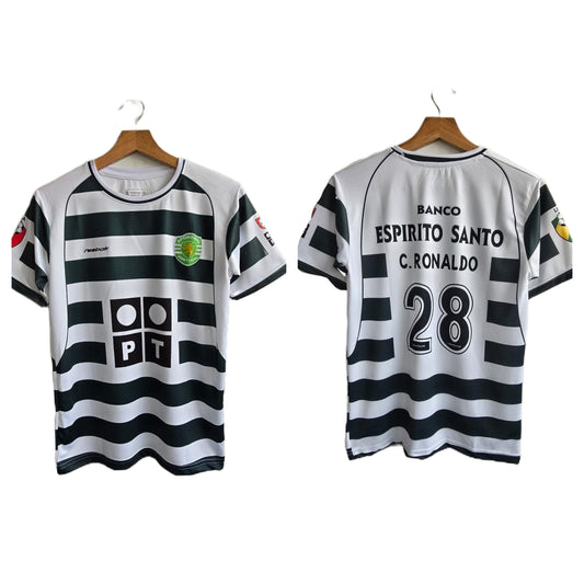 Sporting 2001-03 Home kit Ronaldo Embroidery Half sleeve - P489 - bmg store