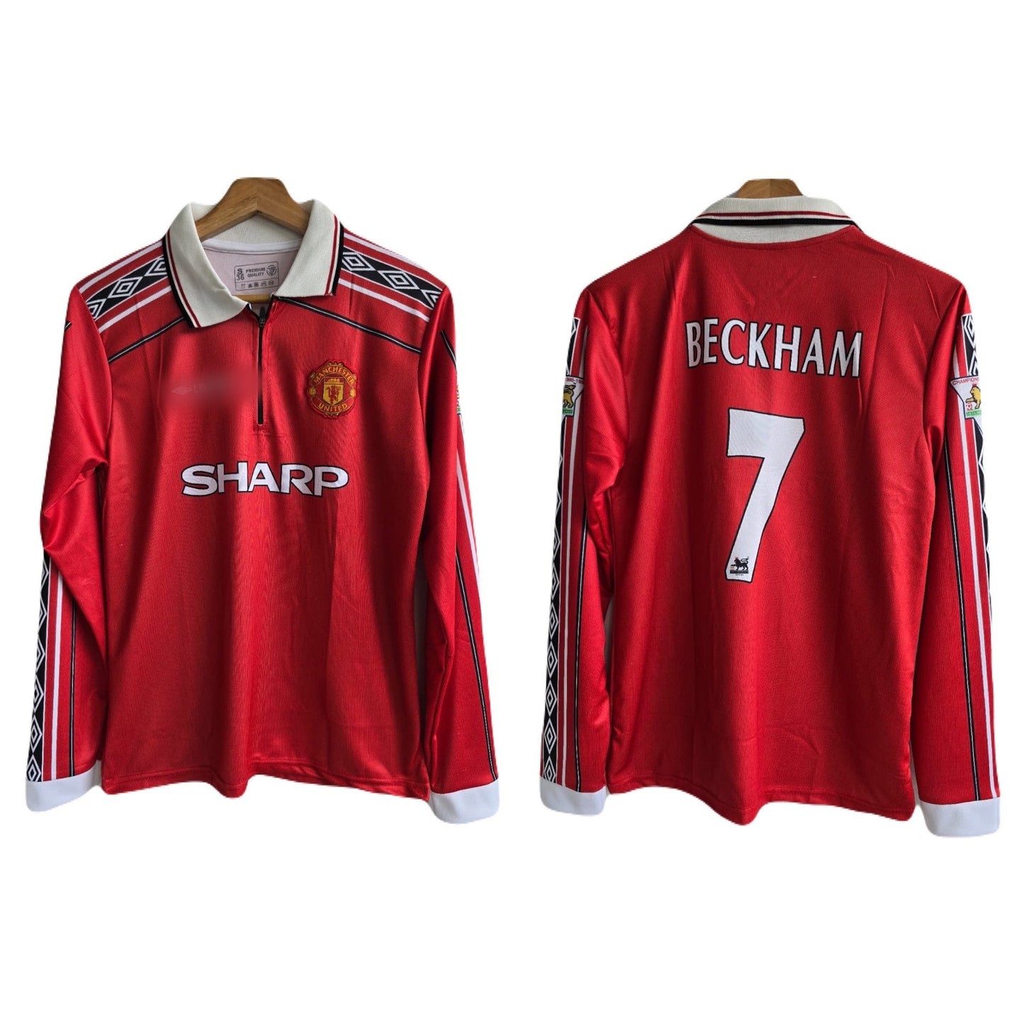 Manchester united 1998/99 Home jersey zip type full sleeve embroidery beckham P130 - bmg store