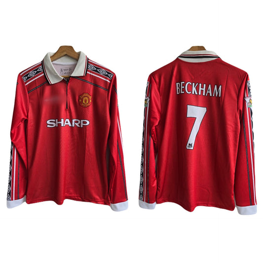 Manchester united 1998/99 Home jersey zip type full sleeve embroidery beckham P130 - bmg store